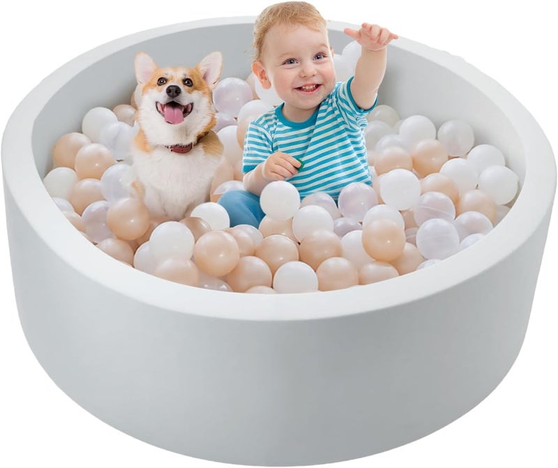 بيوينتي رغوة الكرة حفرة - 35.4 "x 35.4 "x 11.8" حفرات الكرة للأطفال الصغار ، ناعمة دائرية كيدي طفل Playpen الكرة حمام سباحة للأطفال ، هدية مثالية للأطفال في الهواء الطلق لعبة داخلية ، تتضمن الكرات - Image 1